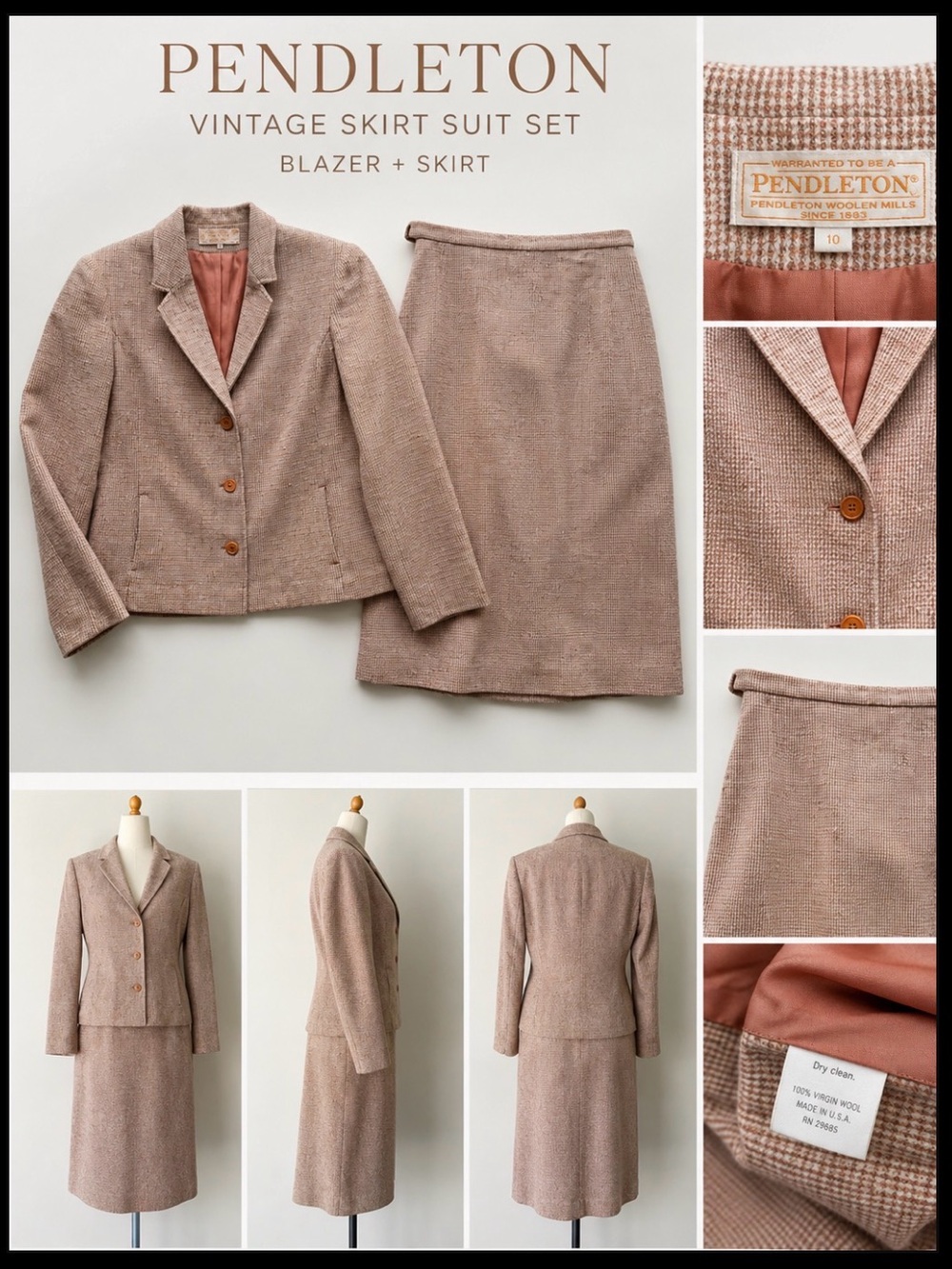 Vintage Pendelton Wool Skirt & Blazer Set